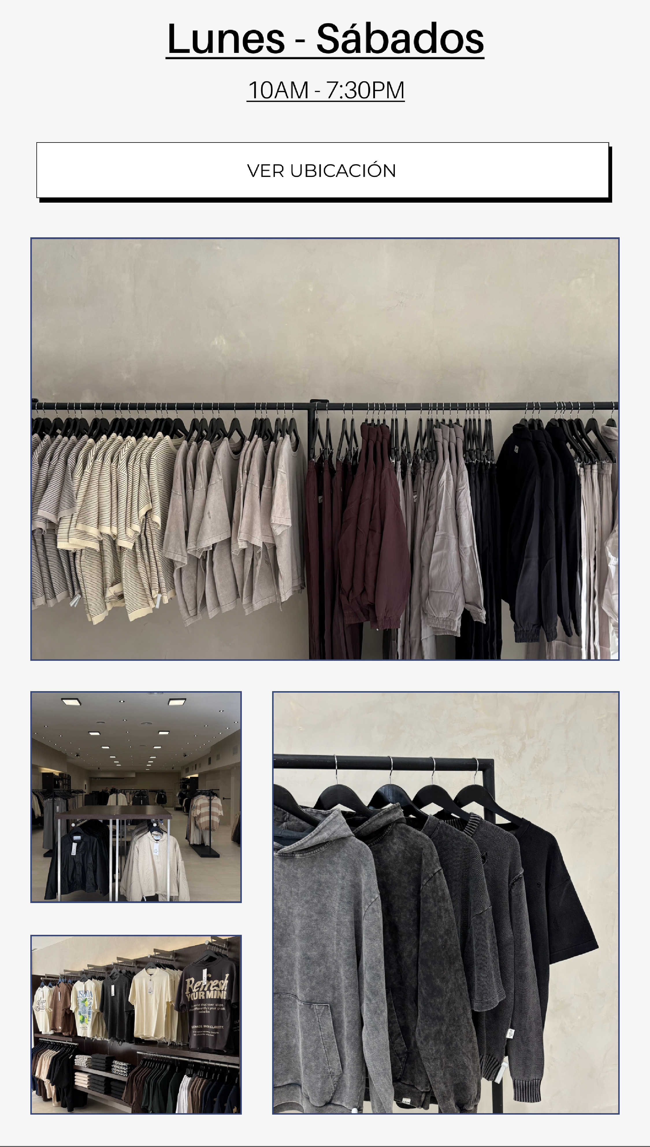 lunes a sabados 10am - 7:30pm